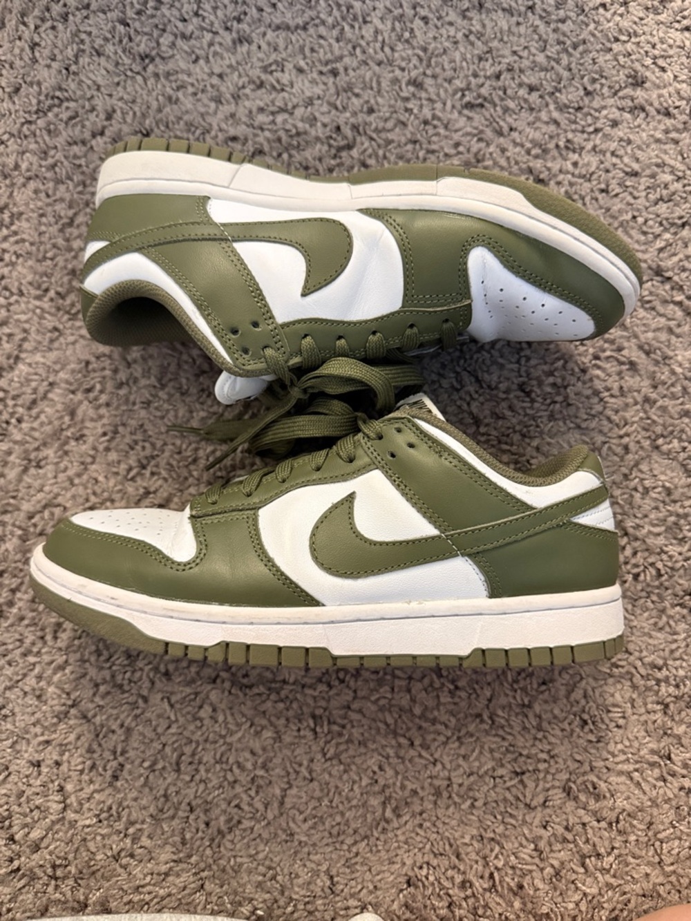 Nike Kids Olive Green and White Low-Top Sneakers - Youth